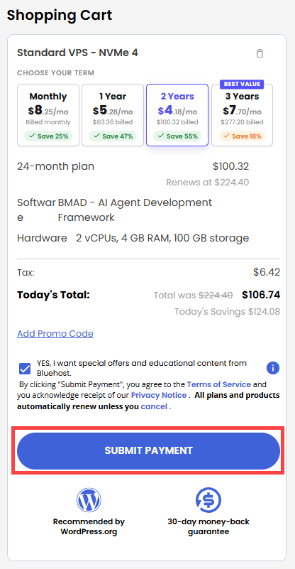 Self-Managed VPS - service terms